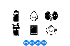 Cute Health and Hydration Icon Clipart Product Image 1