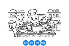 Cooking Organ Characters Kitchen Illustration Art Product Image 1