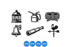 Vintage Nautical Marine Icons for Coastal Designs Product Image 1