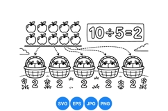 Black Line Apple Division Educational Clipart Product Image 1