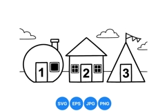 Counting Houses Educational Clipart for Kids Learning Product Image 1