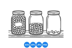 Hand Drawn Mason Jar Outline Clipart Illustration Product Image 1