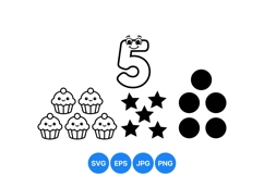Adorable Five Number SVG For Kids Birthday Product Image 1