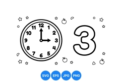 Black And White Kids Clock SVG For Learning Product Image 1