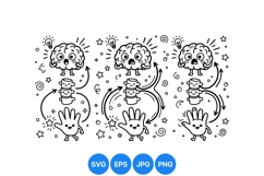 Cute Brain And Hand Cycle Black Lineart Graphic Product Image 1