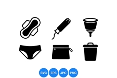 Menstrual Hygiene Icons For Feminine Care Designs Product Image 1