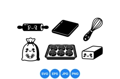 Cute Cartoon Baking Kitchen Icons SVG Illustration Product Image 1