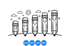 Cute Smiling Pencil Vector Clipart For Kids Art Product Image 1