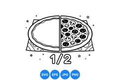 Outlined Half Pizza Slice Clipart Design Illustration Product Image 1