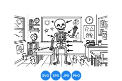Hand Drawn Classroom Skeleton Anatomy Clipart Design Product Image 1