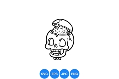 Hand Drawn Open Skull Brain Vector Illustration Product Image 1