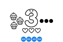 Number Three SVG Clipart For Birthday Crafts Product Image 1