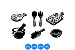 Rustic Wooden Kitchenware Clipart Design Product Image 1