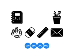 Cute School Supplies Vector Clipart Design Product Image 1