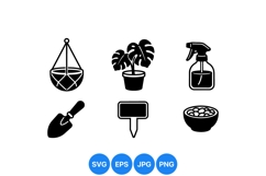 Indoor Plant Care Vector Icons For Gardening Use Product Image 1