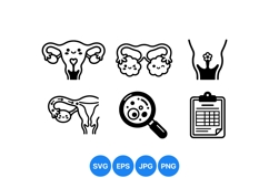 Hand Drawn Female Reproductive System Icons Product Image 1