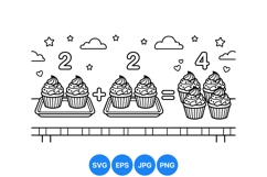 Hand Drawn Cupcake Math Coloring SVG Design Product Image 1