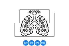 Hand Drawn Cute Lung Cartoon Illustration Vector Art Product Image 1