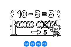 Black and White Kids Math Learning Clipart Vector Product Image 1