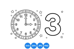 Educational Kids Clock And Number Three Svg Design Product Image 1