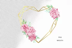 Watercolor Heart Valentine Wreath Boho Clipart Product Image 2