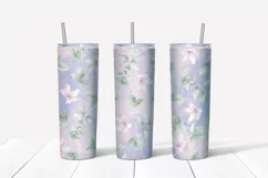Delicate Flowers sublimation design. Skinny tumbler wrap Product Image 4