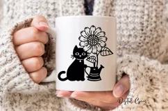 Cat sunflower and watering can design SVG / PNG / EPS / DXF Product Image 4