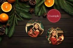 Christmas Car Coasters Mock Up, Winter Flat Lay Mockup PNG Product Image 2
