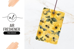 Yellow Floral Pattern With Bees Air Freshener Png Product Image 1