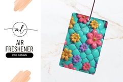 Colorful Flowers On Quilted Teal Surface Texture Product Image 1