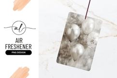 Four Silver and White Balloons Against a Textured Gray Product Image 1