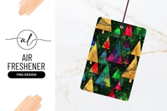 Colorful Stained Glass Christmas Trees Pattern on Dark Green Product Image 1