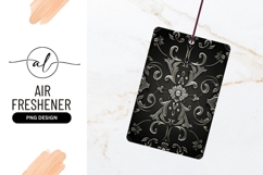 Silver Floral Ornament Pattern on Black Background Product Image 1