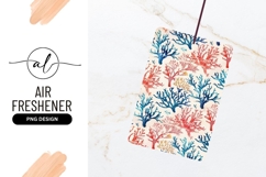 Watercolor Coral Reef Pattern in Red Blue and Gold on Cream Product Image 1