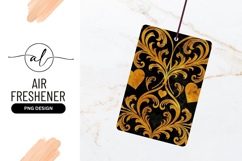 Gold Baroque Floral Pattern with Hearts on Black Background Product Image 1