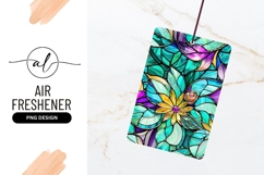 Floral Stained Glass Art Colorful Air Freshener Png Design Product Image 1