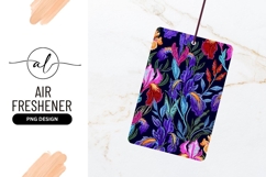 Embroidered Iris Floral Pattern in Vibrant Colors on Dark Product Image 1
