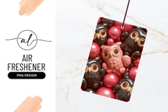 3 D Rendered Owls and Spheres in Pink and Black Composition Product Image 1
