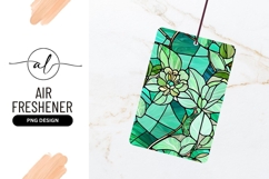 Stained Glass Floral Design with Green and Teal Flowers Product Image 1
