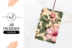 Pink Hibiscus Flowers and Green Leaves on a Beige Floral Product Image 1