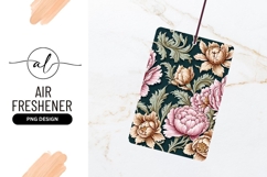 Floral Pattern of Pink and Peach Peonies on Dark Teal Product Image 1