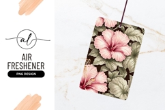 Pink Hibiscus Flowers and Green Leaves on Dark Brown Product Image 1
