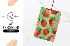 Watercolor Strawberry Pattern On Green Background Design Product Image 1