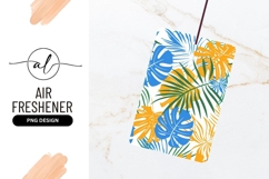 Tropical Leaf Pattern in Blue Green and Yellow on White Product Image 1