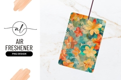 Floral Pattern with Orange and Yellow Flowers on Teal Product Image 1