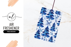 Watercolor Blue Christmas Trees and Snowflakes Pattern Product Image 1