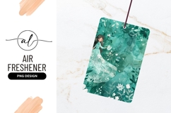 Teal Illustration of a Girl in a Dress Surrounded by Flowers Product Image 1