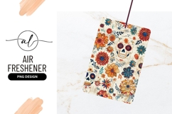 Floral Skull Pattern with Orange Blue and Red Flowers Product Image 1