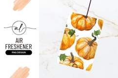 Watercolor Pumpkins with Green Leaves on White Background Product Image 1