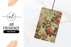 Vintage Rose Illustration with Pink Flowers Green Leaves Product Image 1